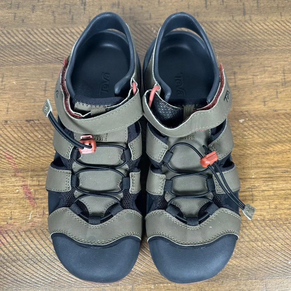 Teva Sandals Men 10 Green Black Flintwood Hiking Water Shoes Sport Outdoor Trail